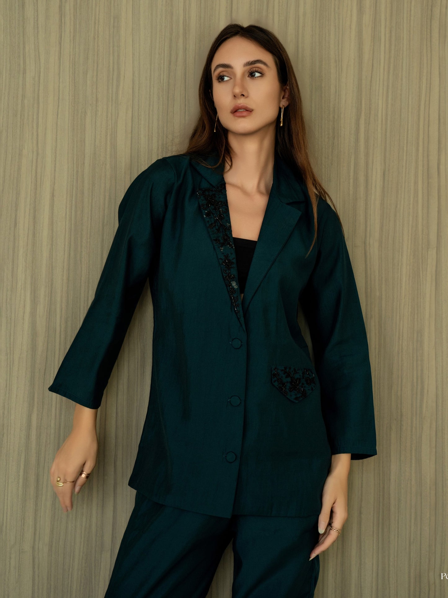 Embellished Blazer Set