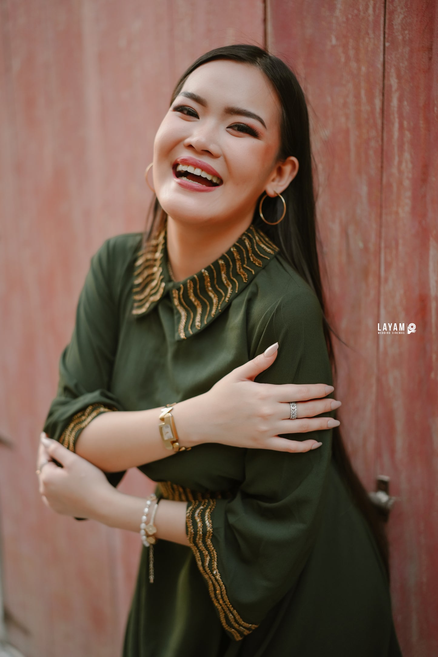 Cowl dress with hand work