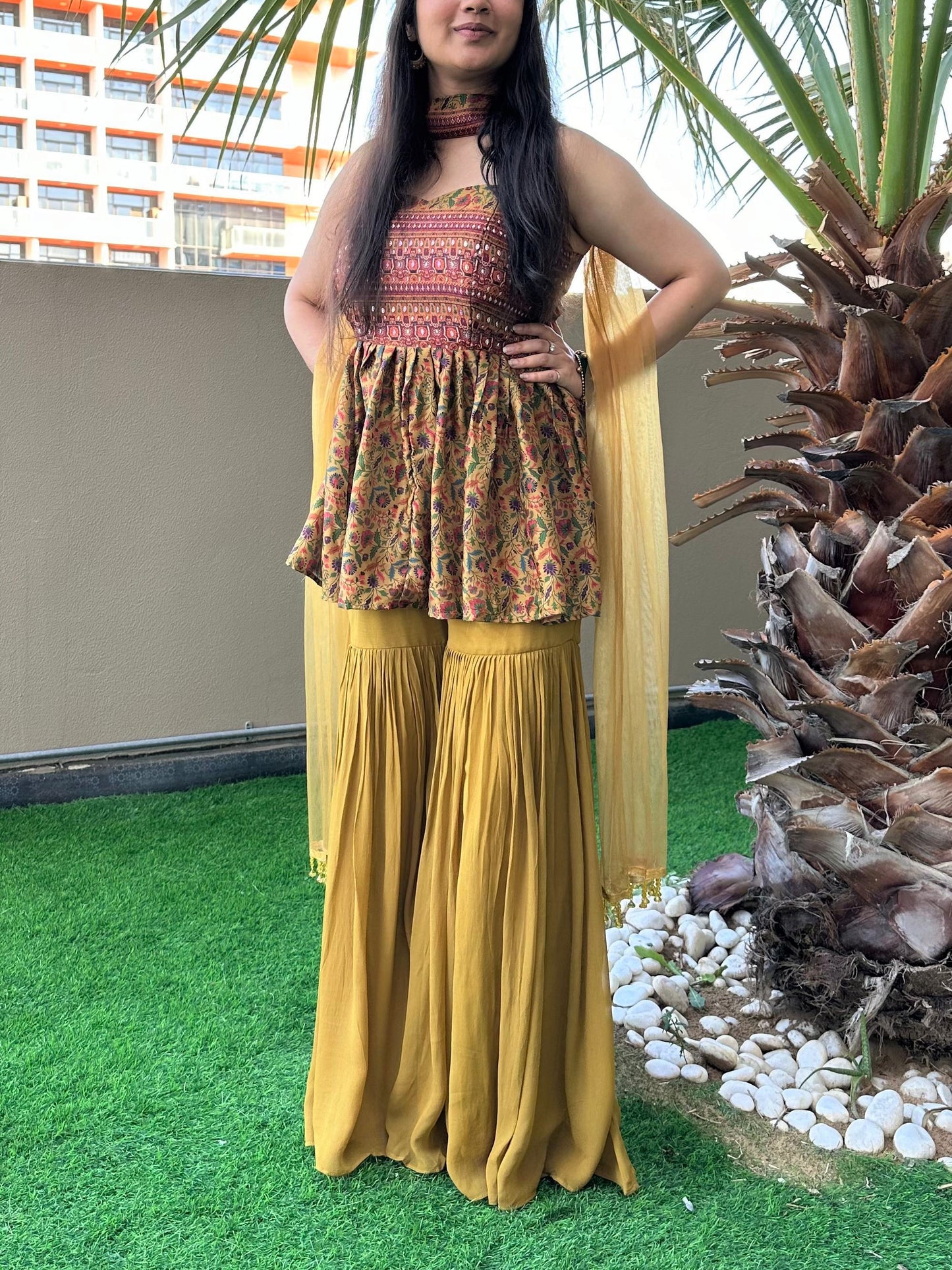 Sharara with peplum top (Set of 3)