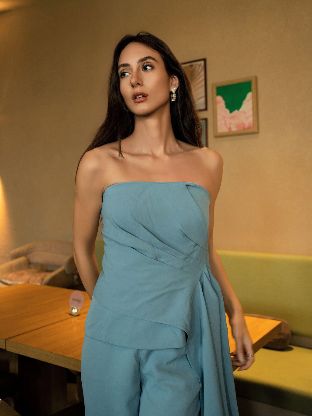 Tailored Bandeau with side detailing & trousers
