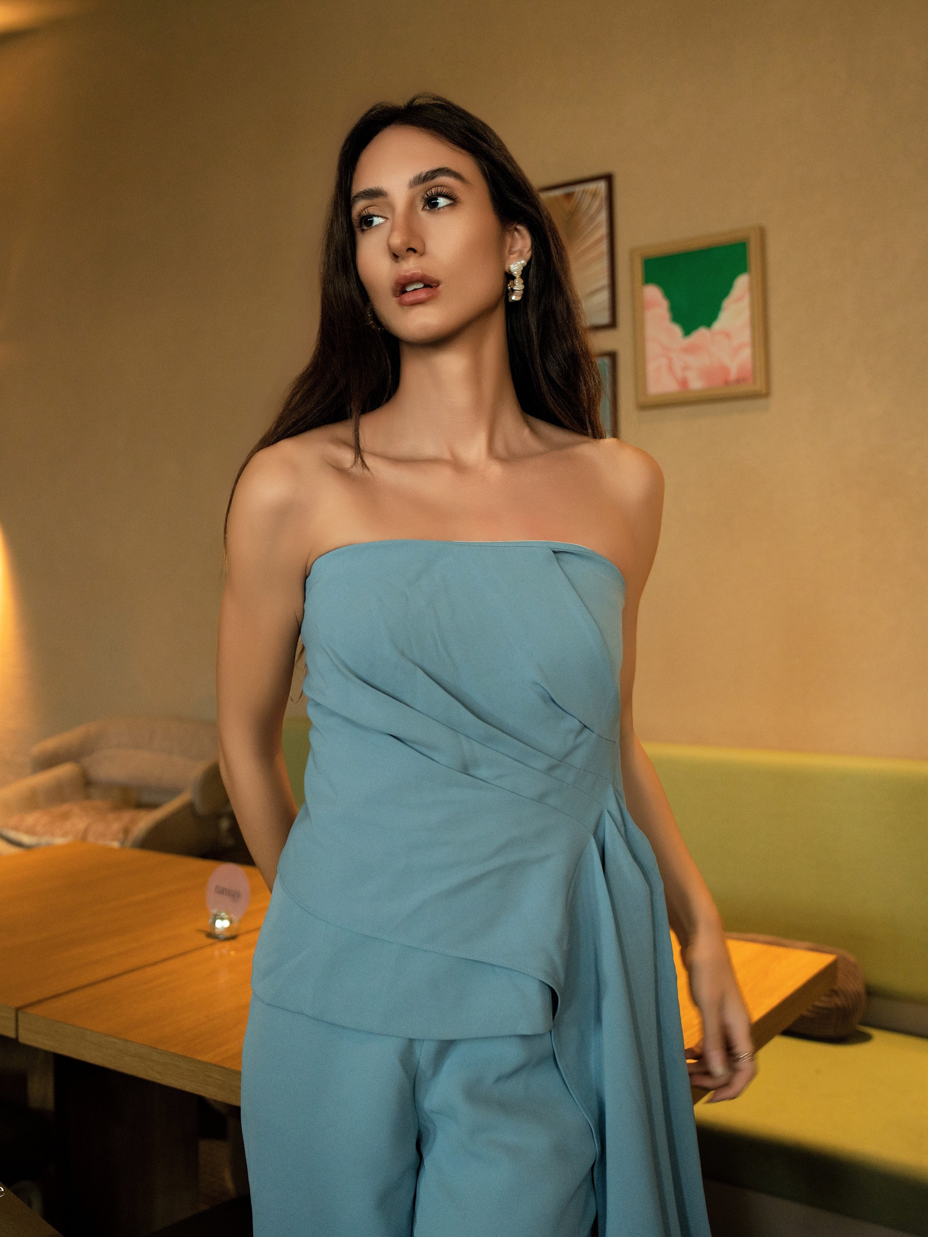 Tailored Bandeau with side detailing & trousers